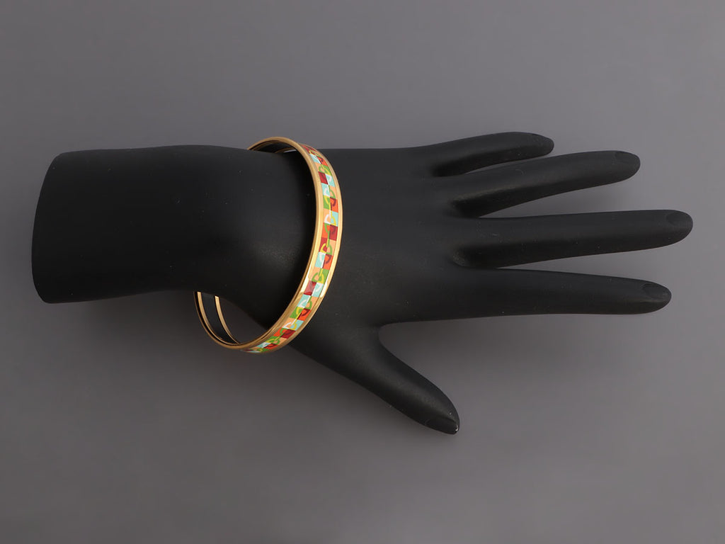 Hermès Narrow Optique Chaîne d'Ancre Enamel Bangle 65