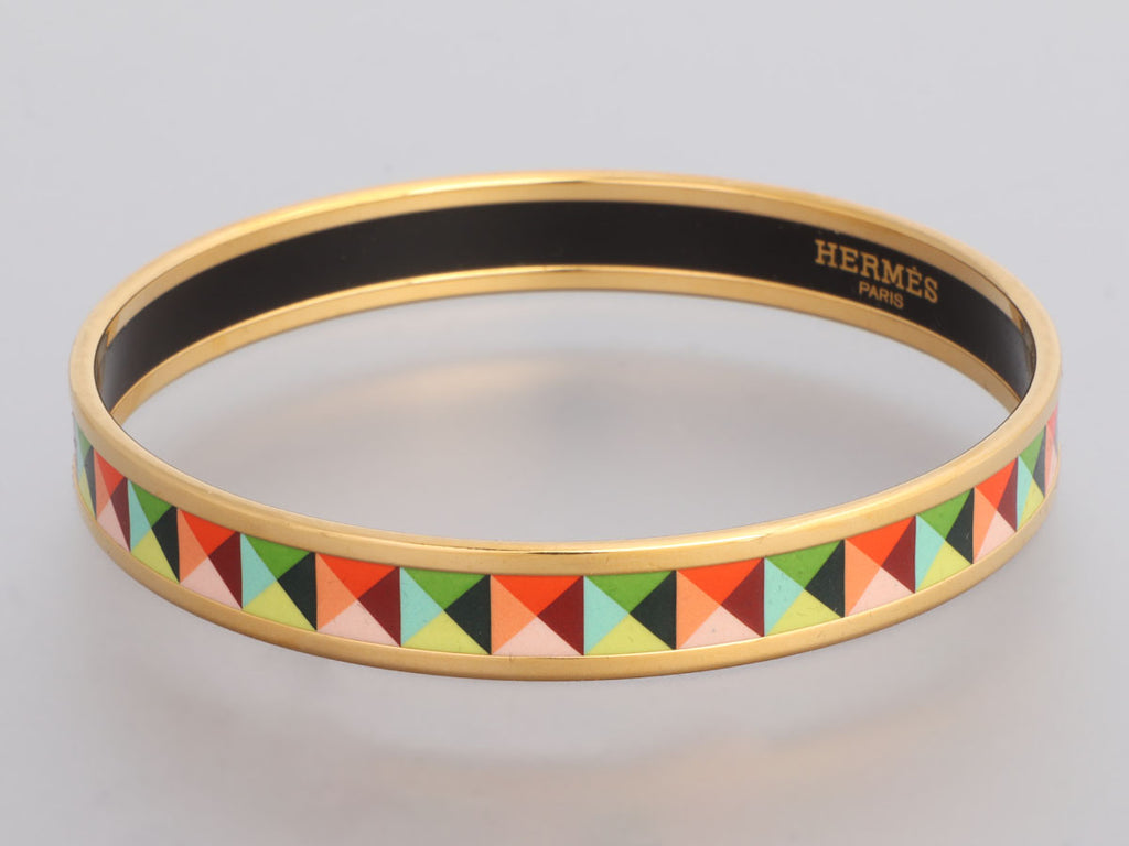 Hermès Narrow Clous en Trompe L'Oeil Enamel Bangle 65