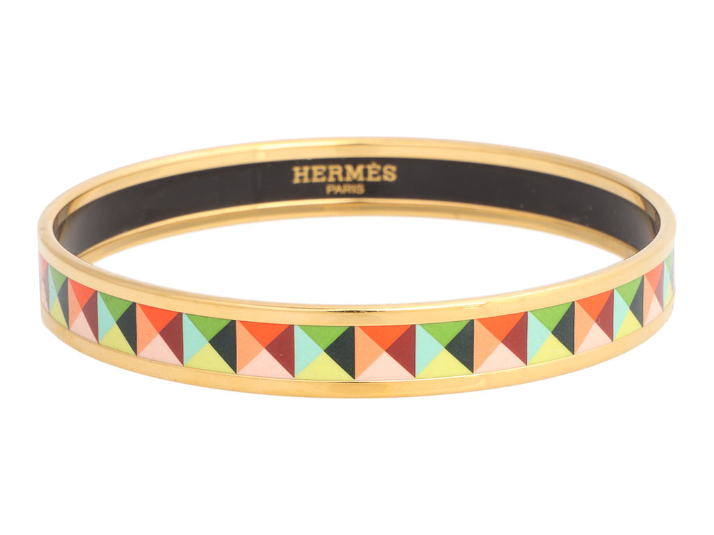 Hermès Narrow Clous en Trompe L'Oeil Enamel Bangle 65