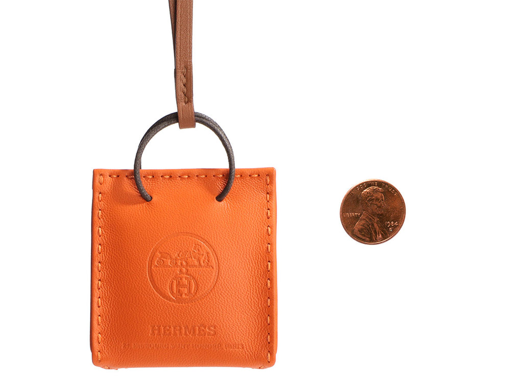 Hermès Feu Lambskin Shopping Bag Charm