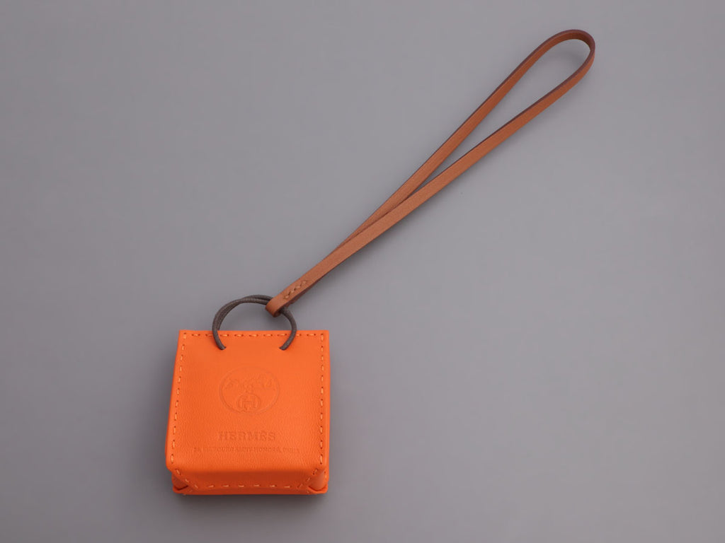 Hermès Feu Lambskin Shopping Bag Charm