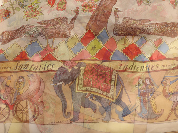 Hermès Fantaisies Indiennes Mousseline Shawl 140cm