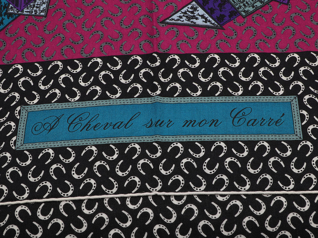 Hermès A Cheval Sur Mon Carré Cashmere Silk Shawl 140cm