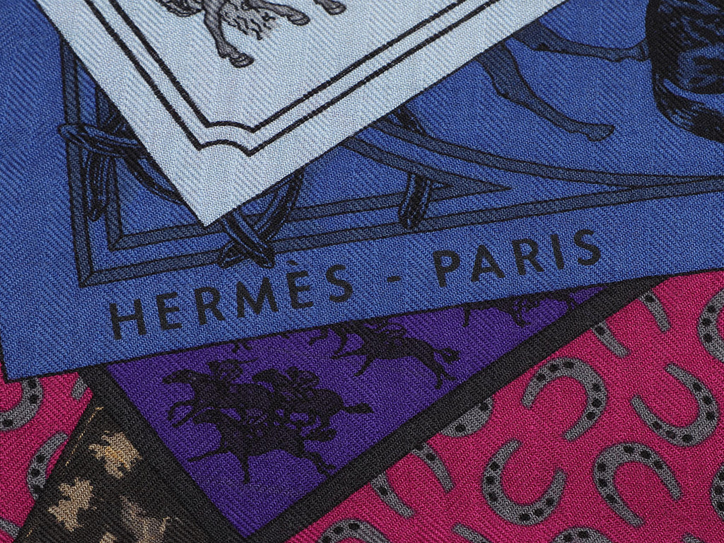 Hermès A Cheval Sur Mon Carré Cashmere Silk Shawl 140cm