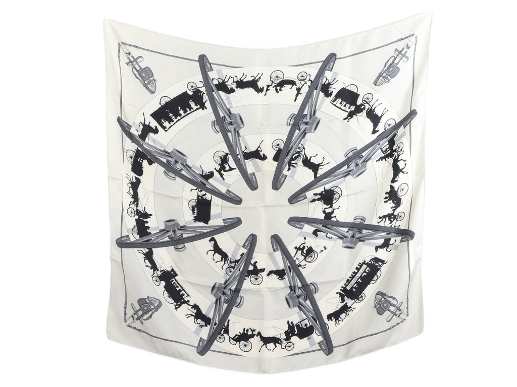 Hermès Carriage Wheels Silk Scarf 90cm