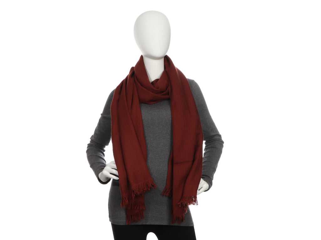 Hermès Rust Brown Cashmere Silk Stole