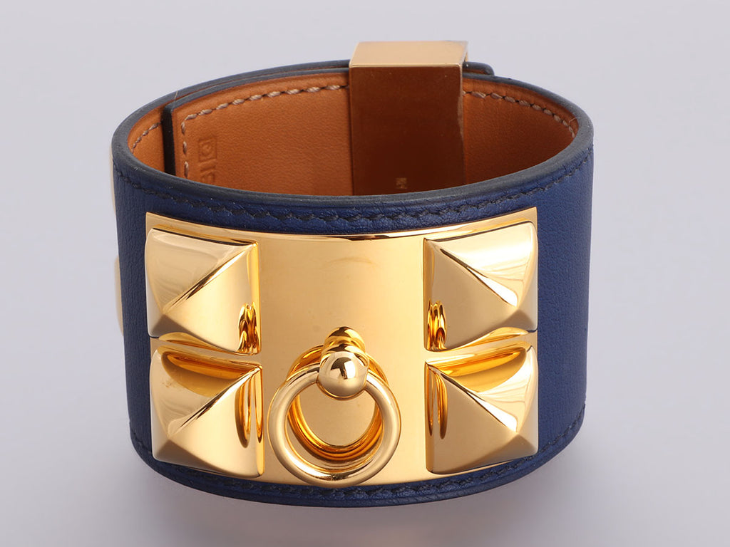 Hermès Bleu Saphir Swift Collier de Chien CDC Bracelet