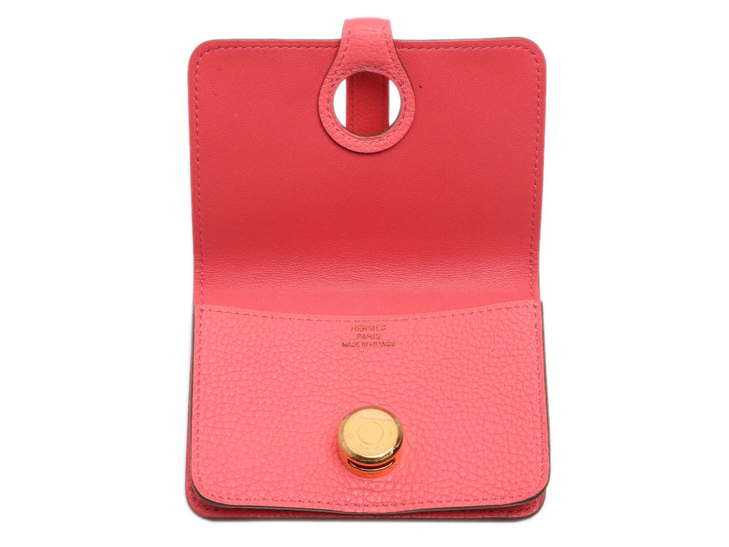 Hermès Rose Lipstick Clémence Dogon Card Case