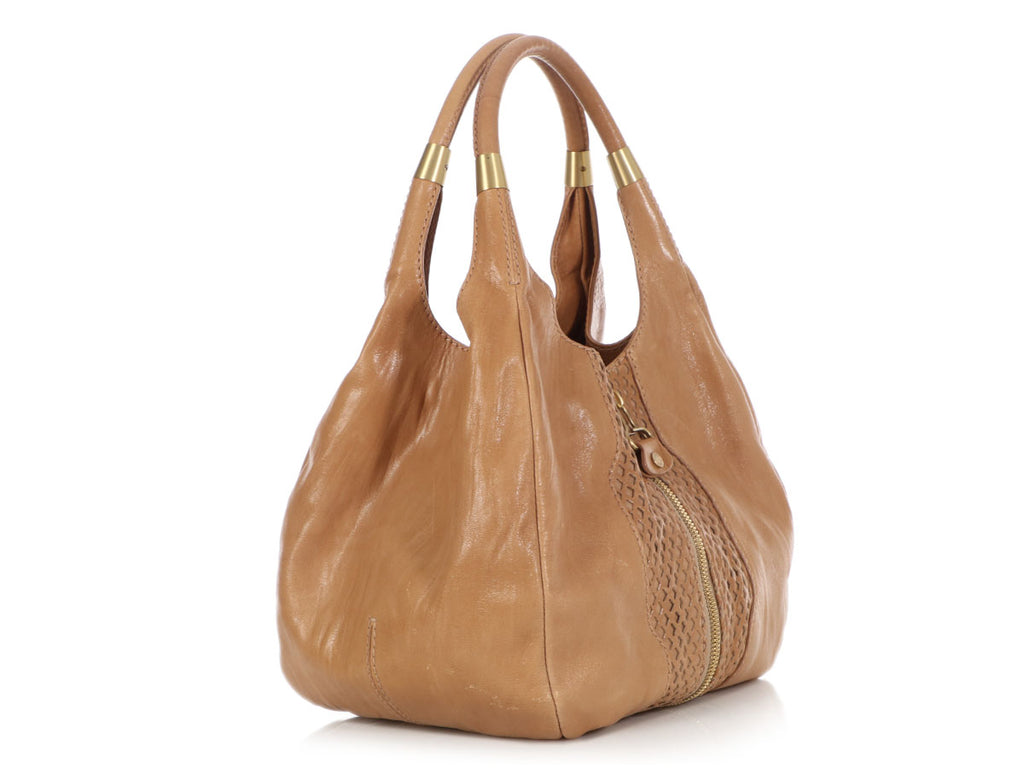 Jimmy Choo Beige Mandah Expandable Hobo