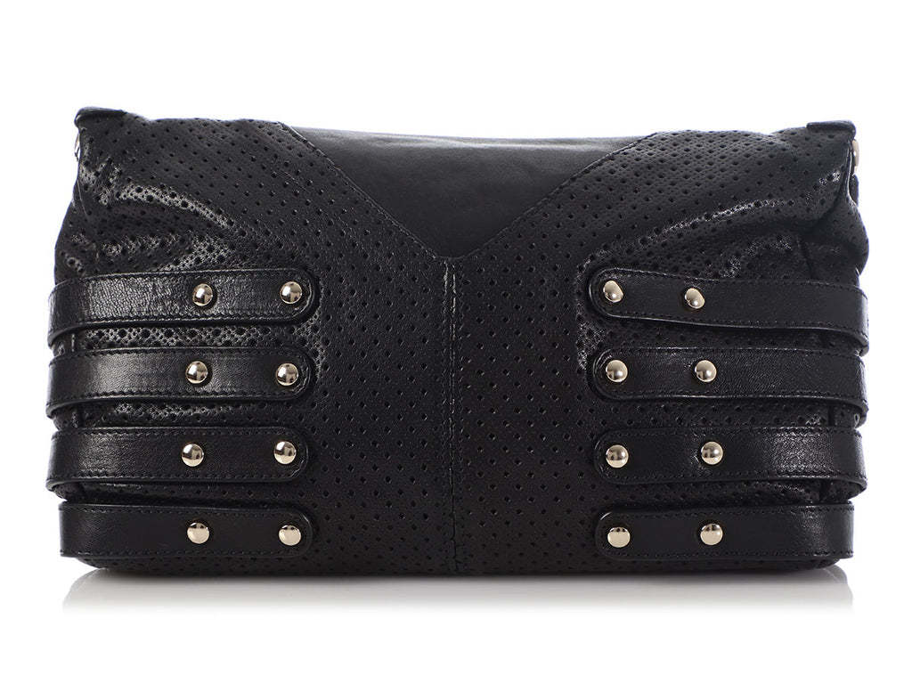 Jimmy Choo Black Perforated Convertible Bree Clutch