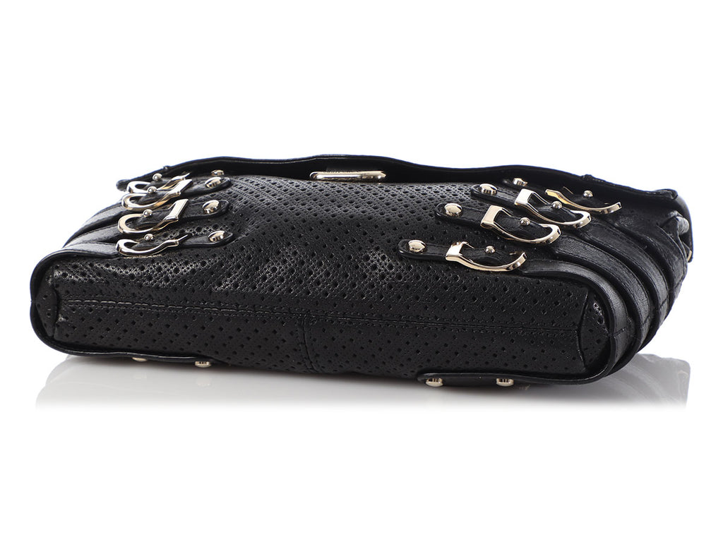 Jimmy Choo Black Perforated Convertible Bree Clutch