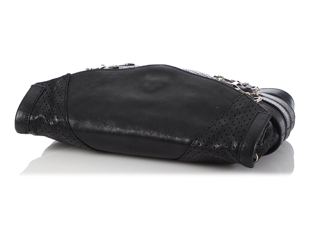 Jimmy Choo Black Perforated Convertible Bree Clutch