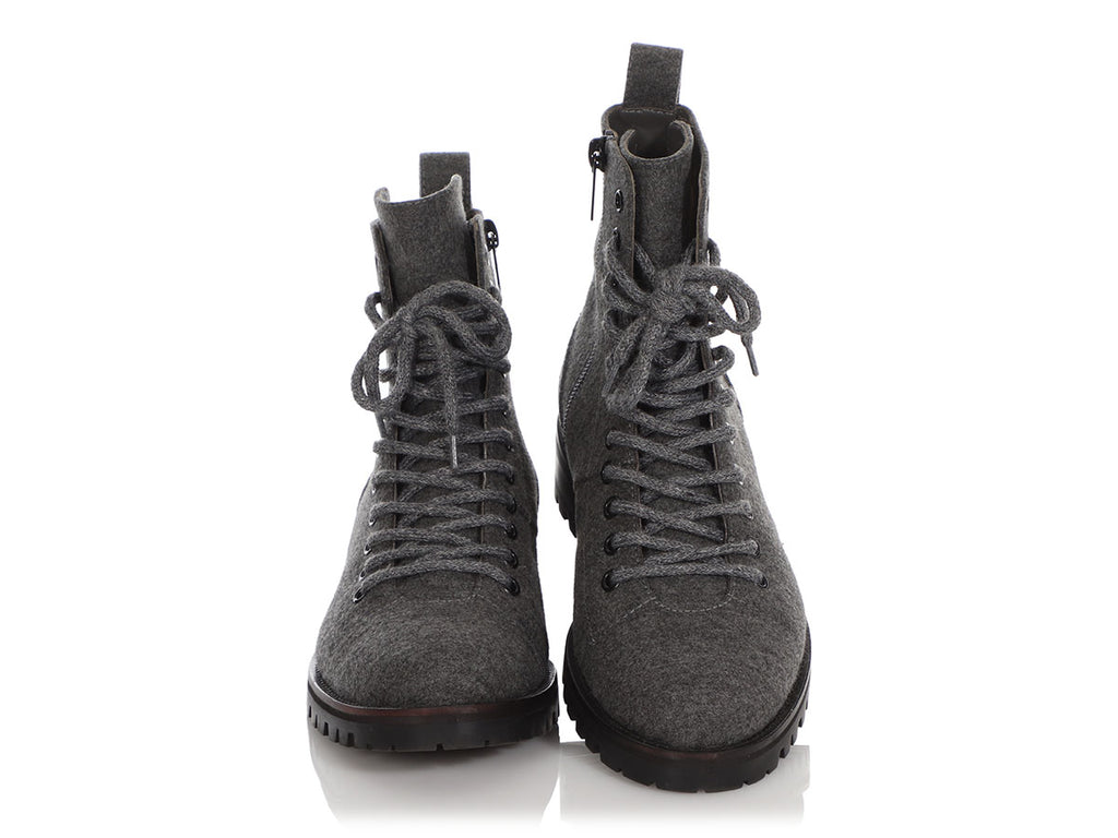 Jimmy Choo Dusk Flannel Cruz Combat Boots