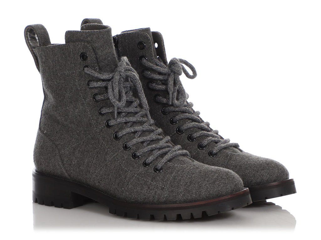 Jimmy Choo Dusk Flannel Cruz Combat Boots