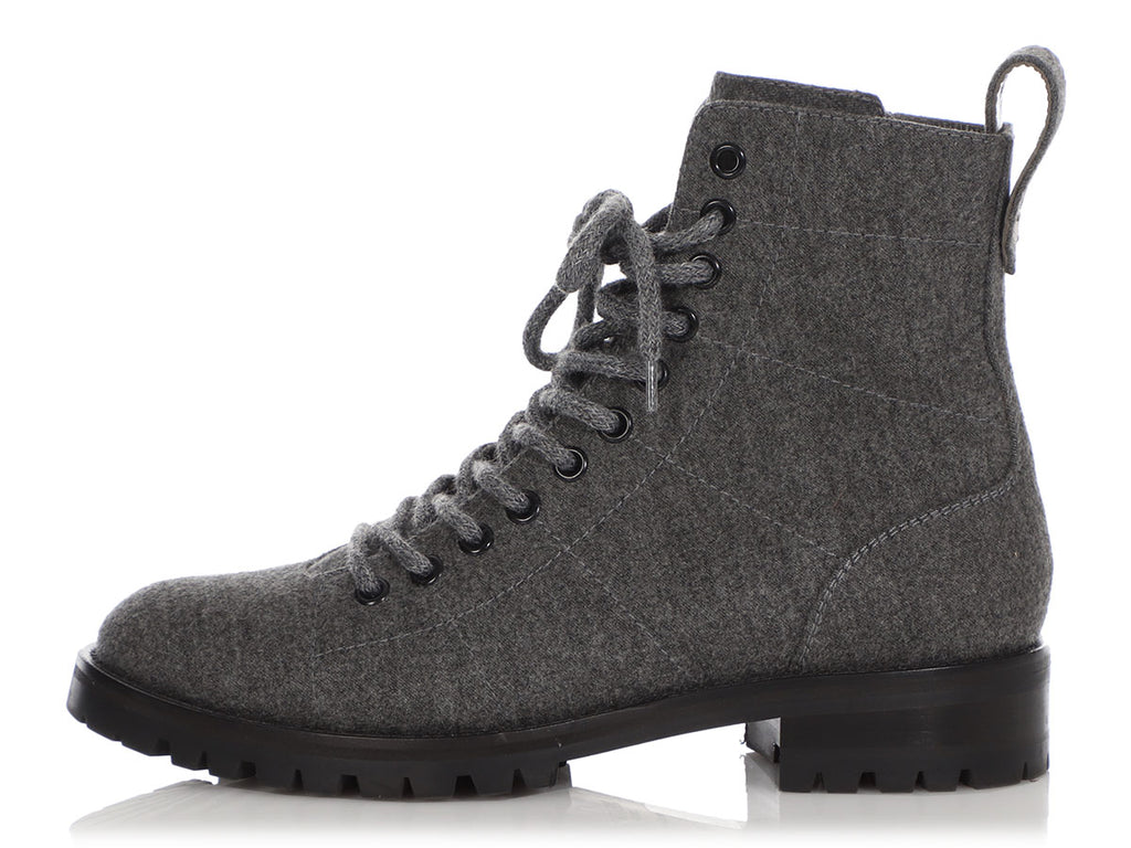 Jimmy Choo Dusk Flannel Cruz Combat Boots