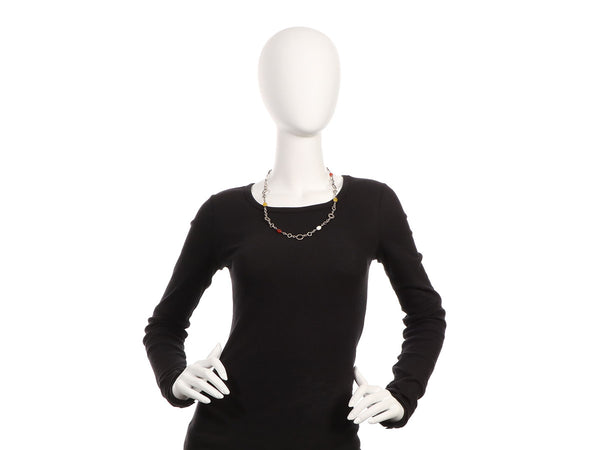 John Hardy Sterling Silver and Multistone Chain Necklace