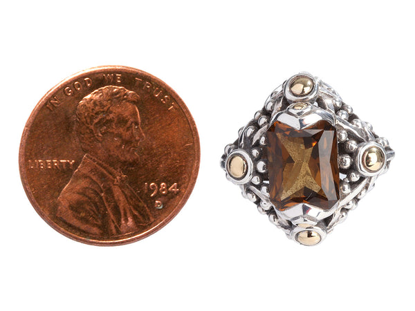 John Hardy Two-Tone Square Smoky Topaz Pierced Earrings