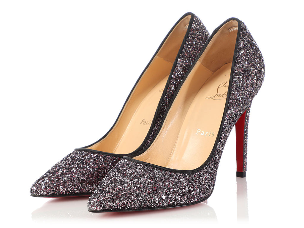 Christian Louboutin Rose Antique and Black Glitter Pigalle 100 Pumps