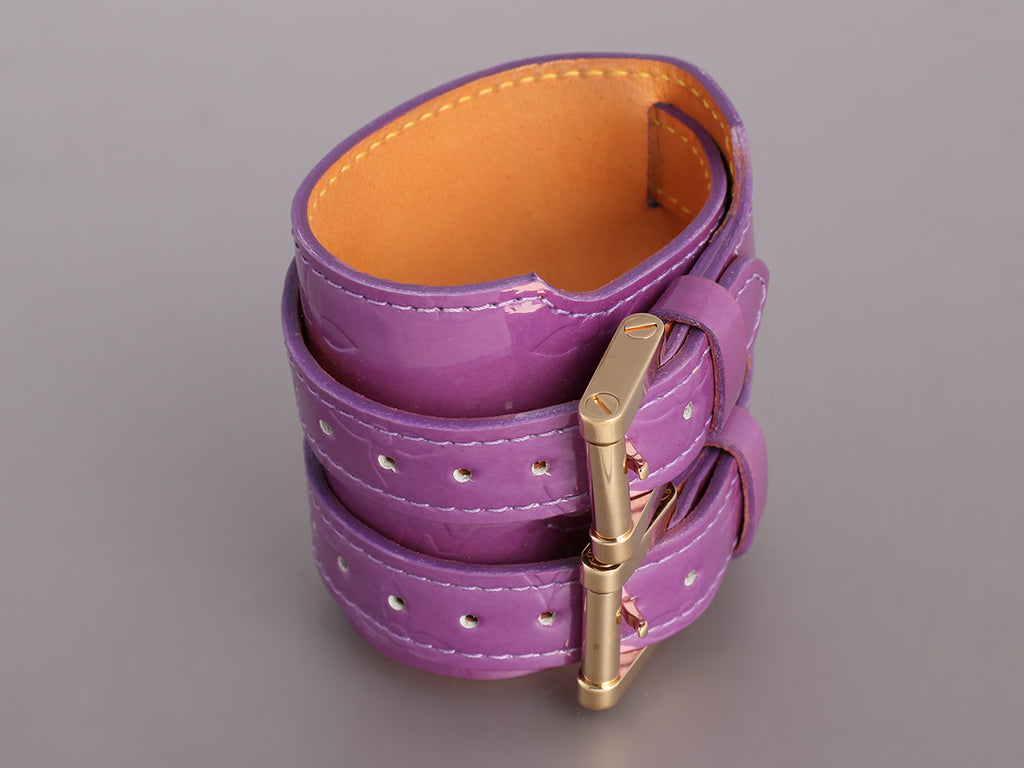 Louis Vuitton Purple Vernis Leather Double Buckle Bracelet