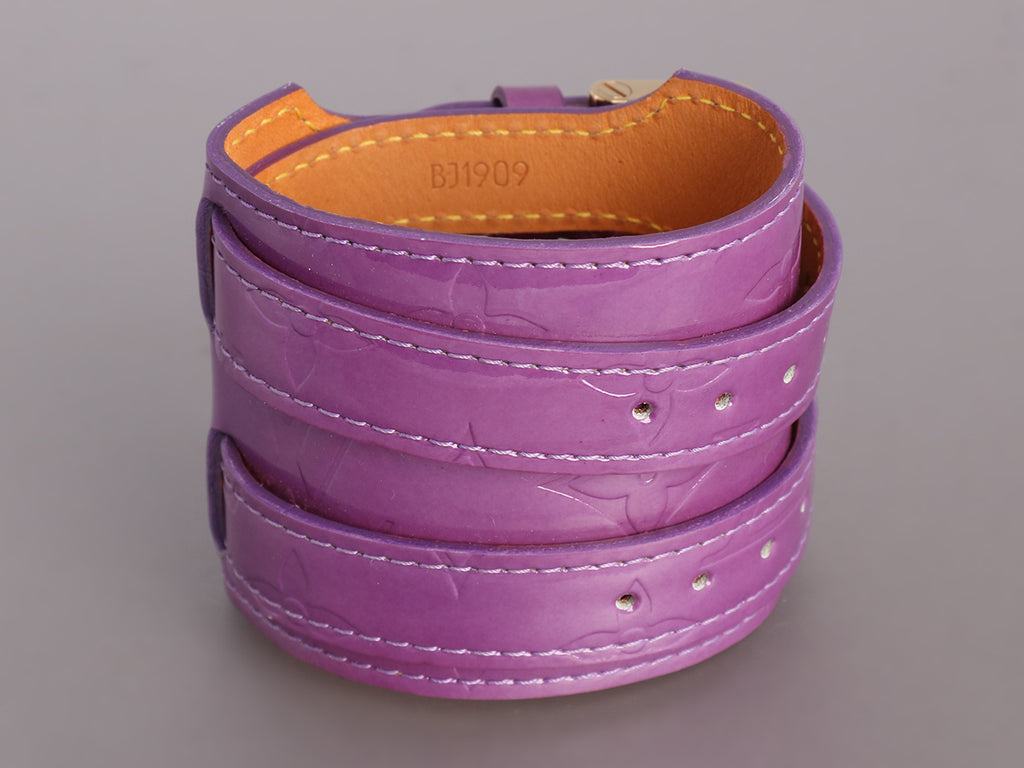 Louis Vuitton Purple Vernis Leather Double Buckle Bracelet