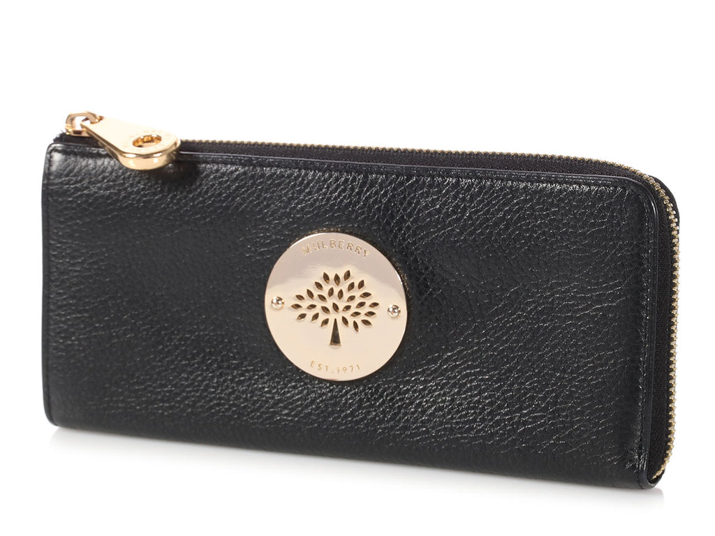 Mulberry Black Long Zippy Wallet