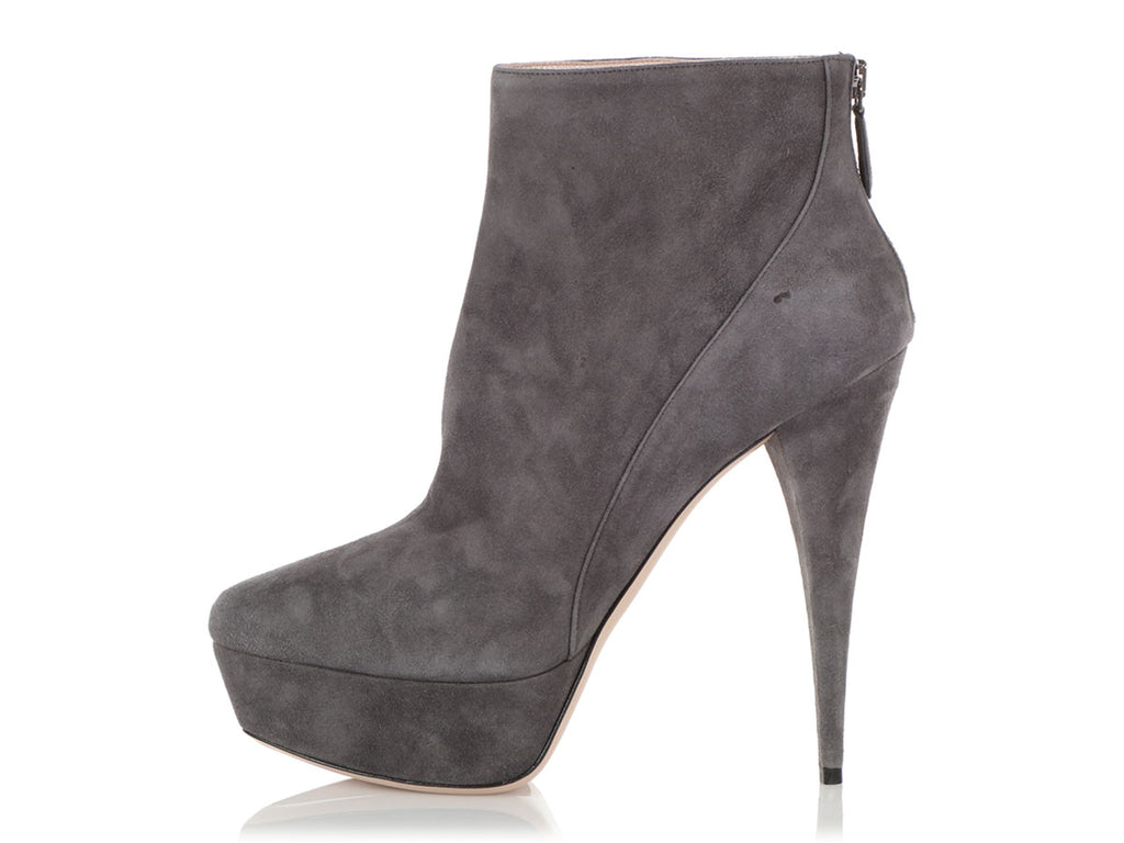 Miu Miu Gray Suede Platform Booties