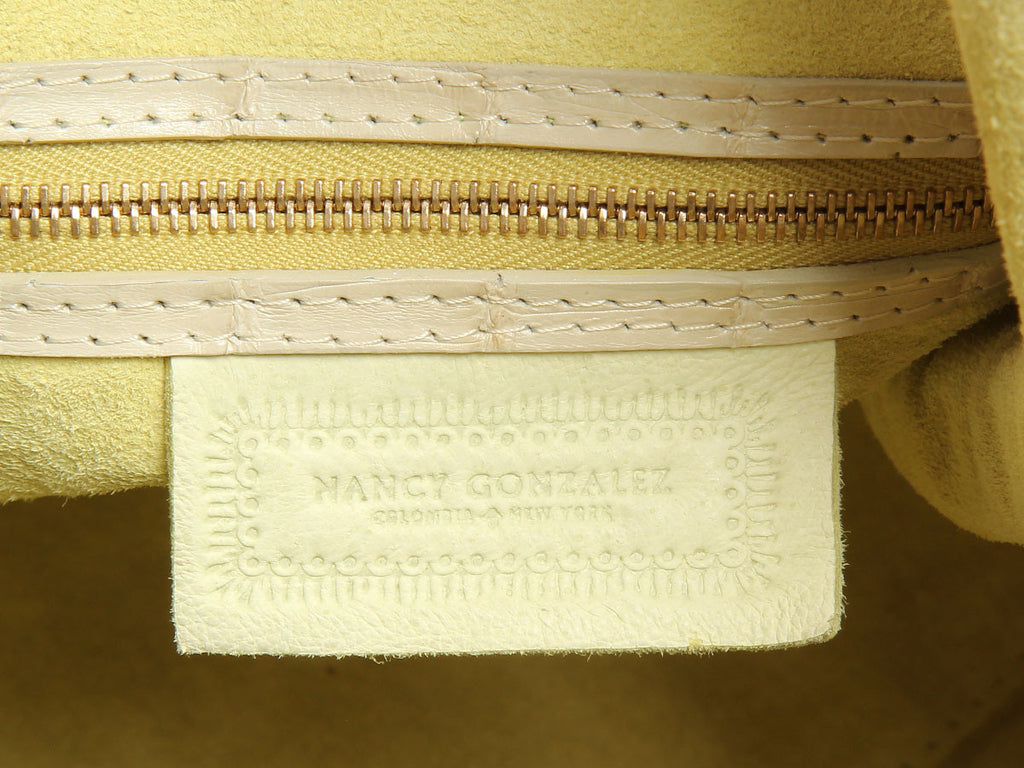 Nancy Gonzalez Cream Crocodile Tote