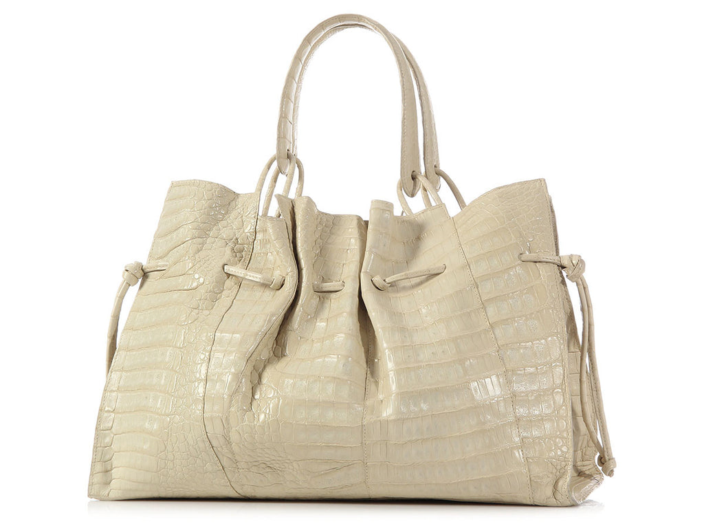 Nancy Gonzalez Cream Crocodile Tote