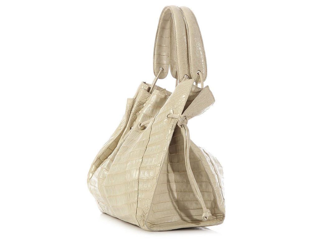 Nancy Gonzalez Cream Crocodile Tote