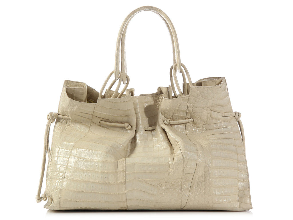 Nancy Gonzalez Cream Crocodile Tote