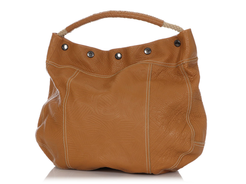 Prada Tan Embossed Leather Hobo