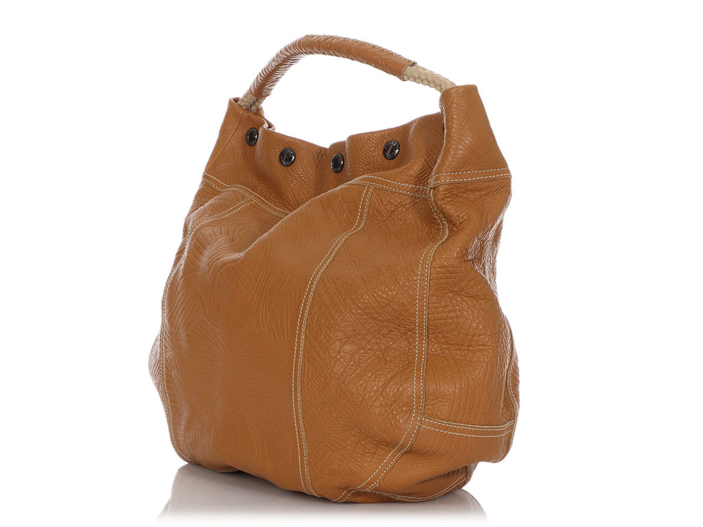 Prada Tan Embossed Leather Hobo