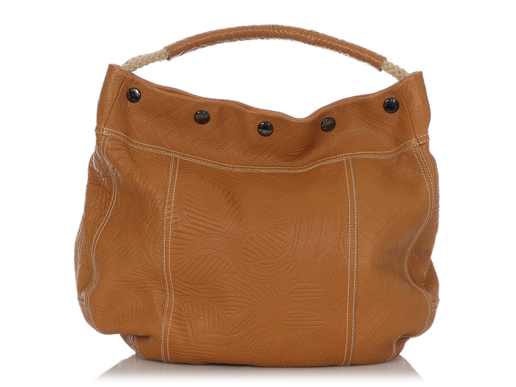 Prada Tan Embossed Leather Hobo