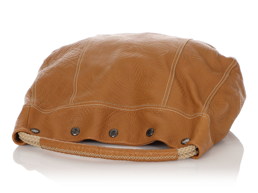 Prada Tan Embossed Leather Hobo