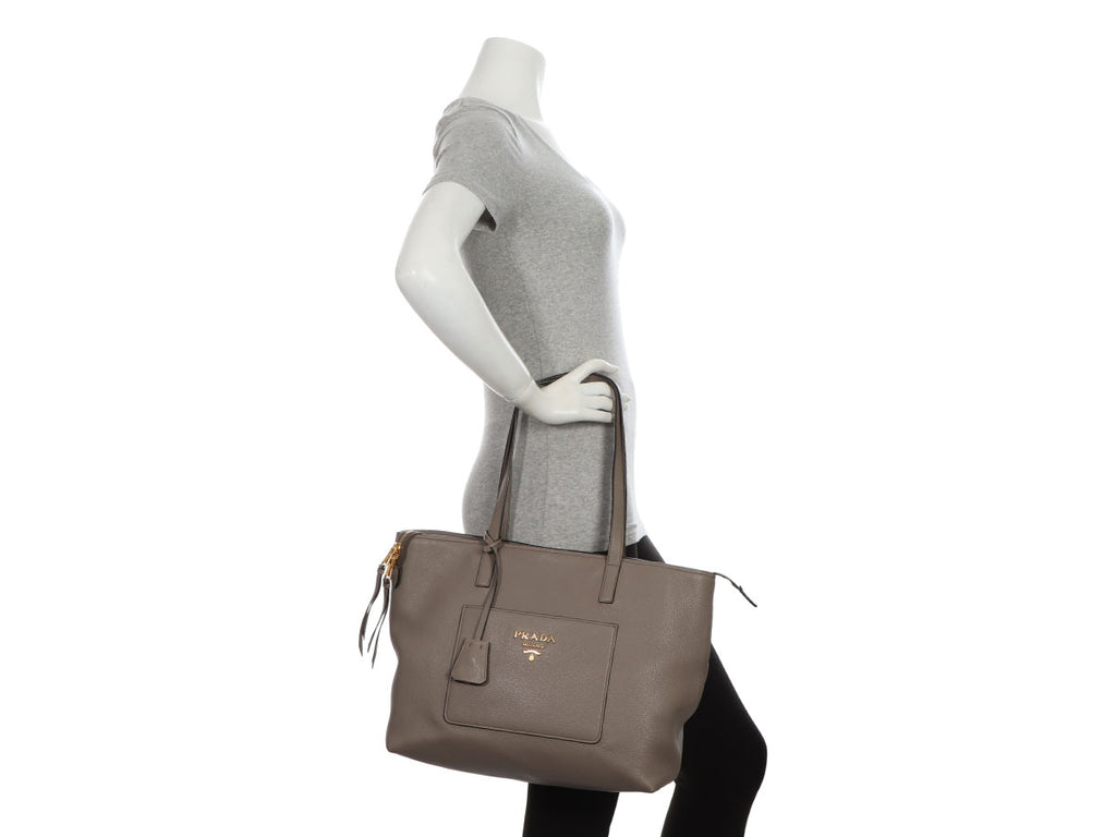 Prada Gray Zip Top Tote