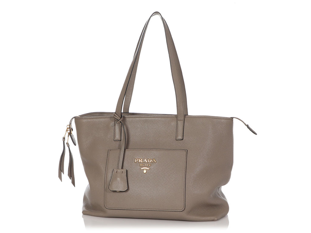 Prada Gray Zip Top Tote