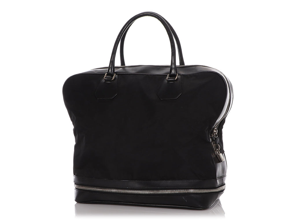 Prada Black Nylon and Leather Expandable Bag