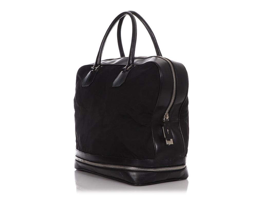 Prada Black Nylon and Leather Expandable Bag