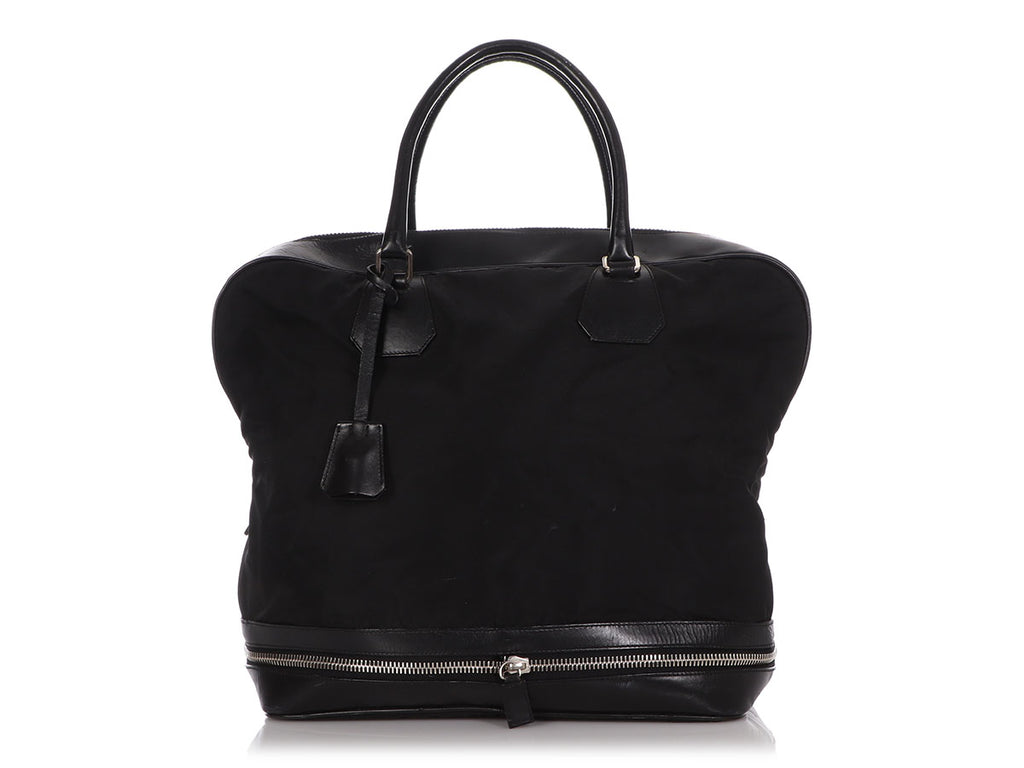 Prada Black Nylon and Leather Expandable Bag