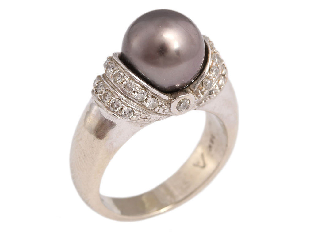 Gray Pearl Diamond 14K White Gold Ring