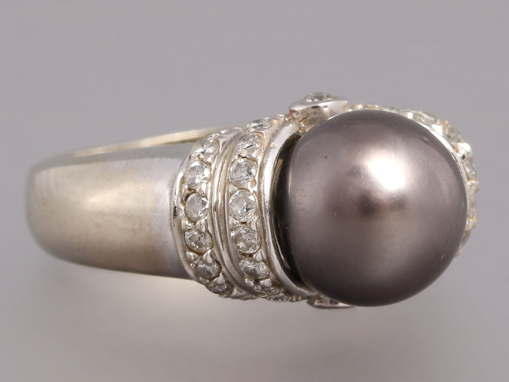 Gray Pearl Diamond 14K White Gold Ring