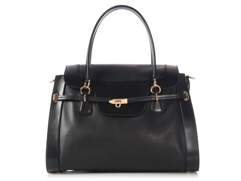 Ferragamo Black Lalette Satchel