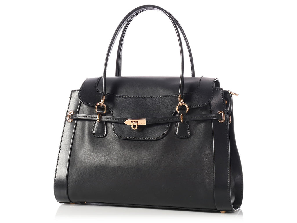 Ferragamo Black Lalette Satchel