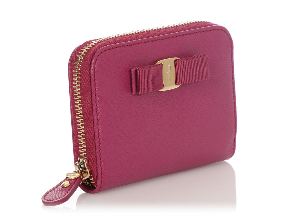 Ferragamo Small Sangria Zip Around Miss Vara Wallet