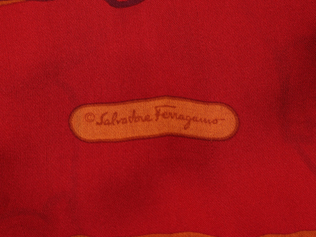 Ferragamo Red Print Stole