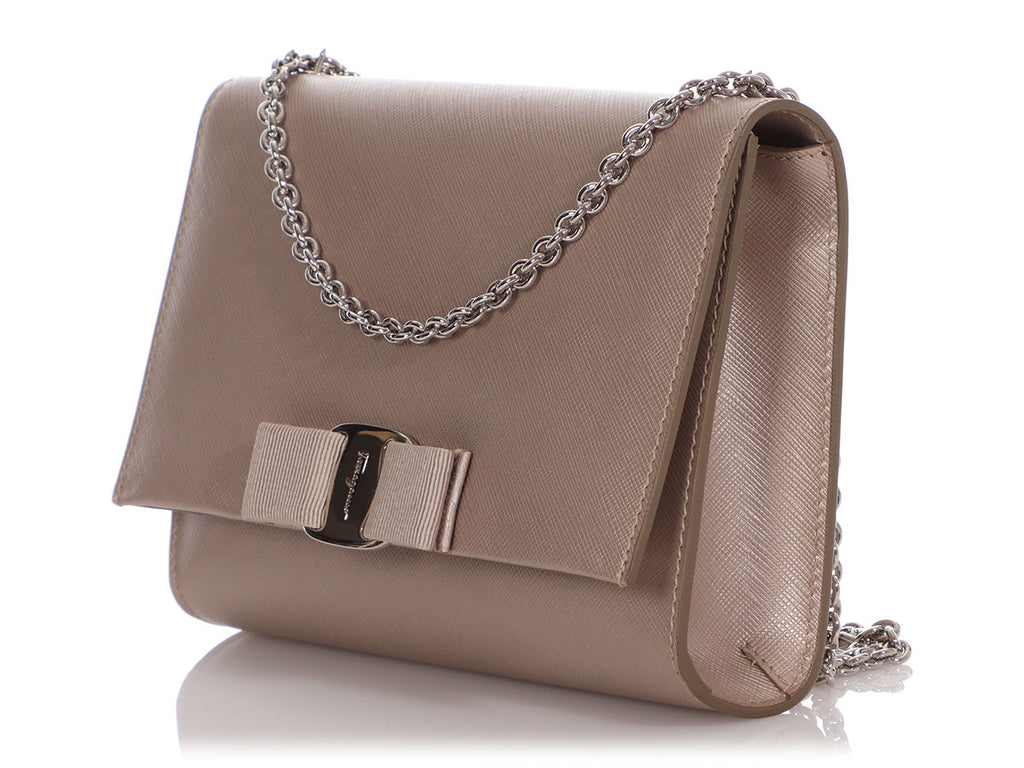 Ferragamo Iridescent Beige Miss Vara Bow Crossbody Bag