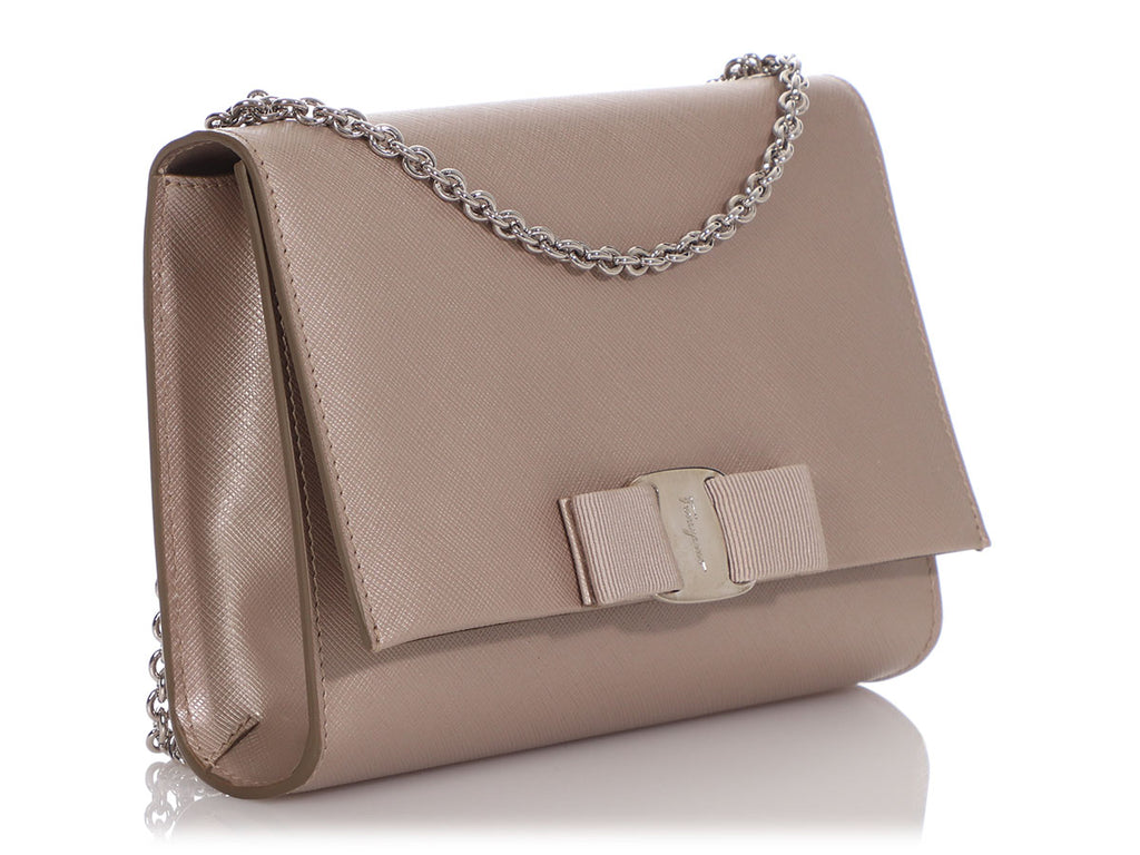 Ferragamo Iridescent Beige Miss Vara Bow Crossbody Bag