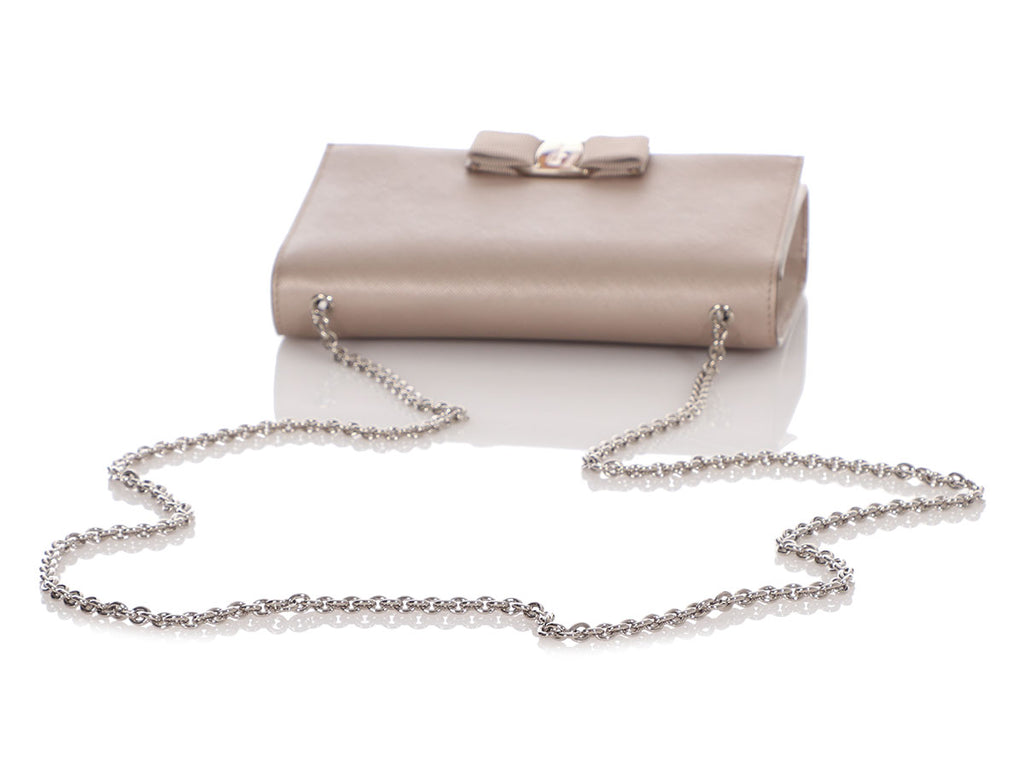 Ferragamo Iridescent Beige Miss Vara Bow Crossbody Bag