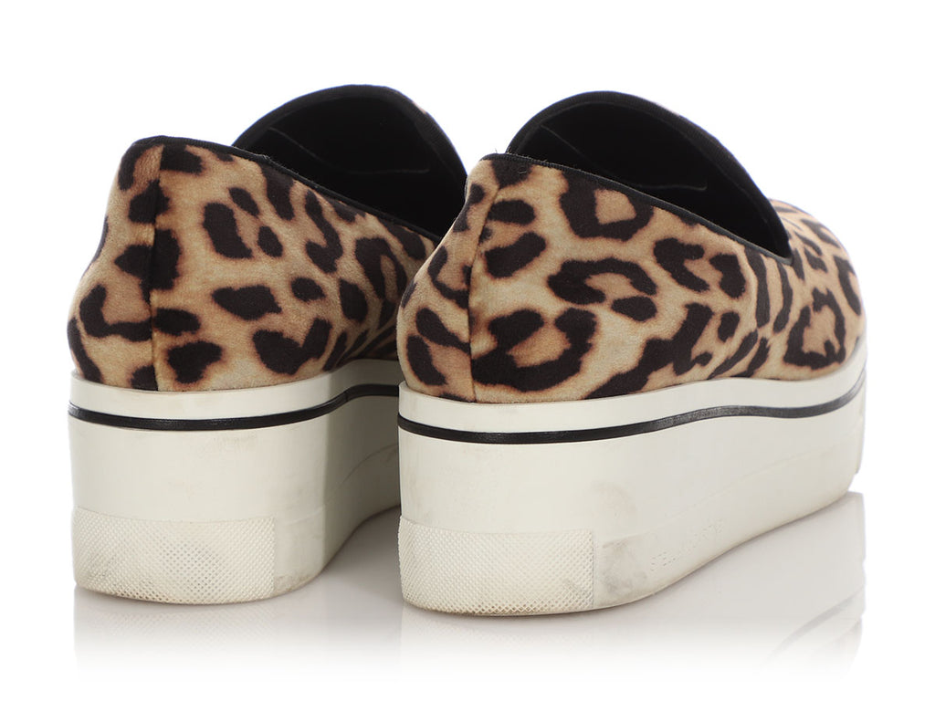 Stella McCartney Velvet Leopard Binx Platform Slip On Sneakers