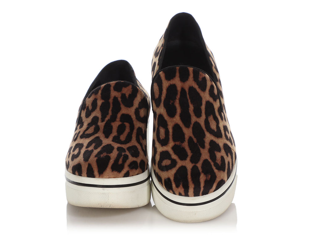 Stella McCartney Velvet Leopard Binx Platform Slip On Sneakers